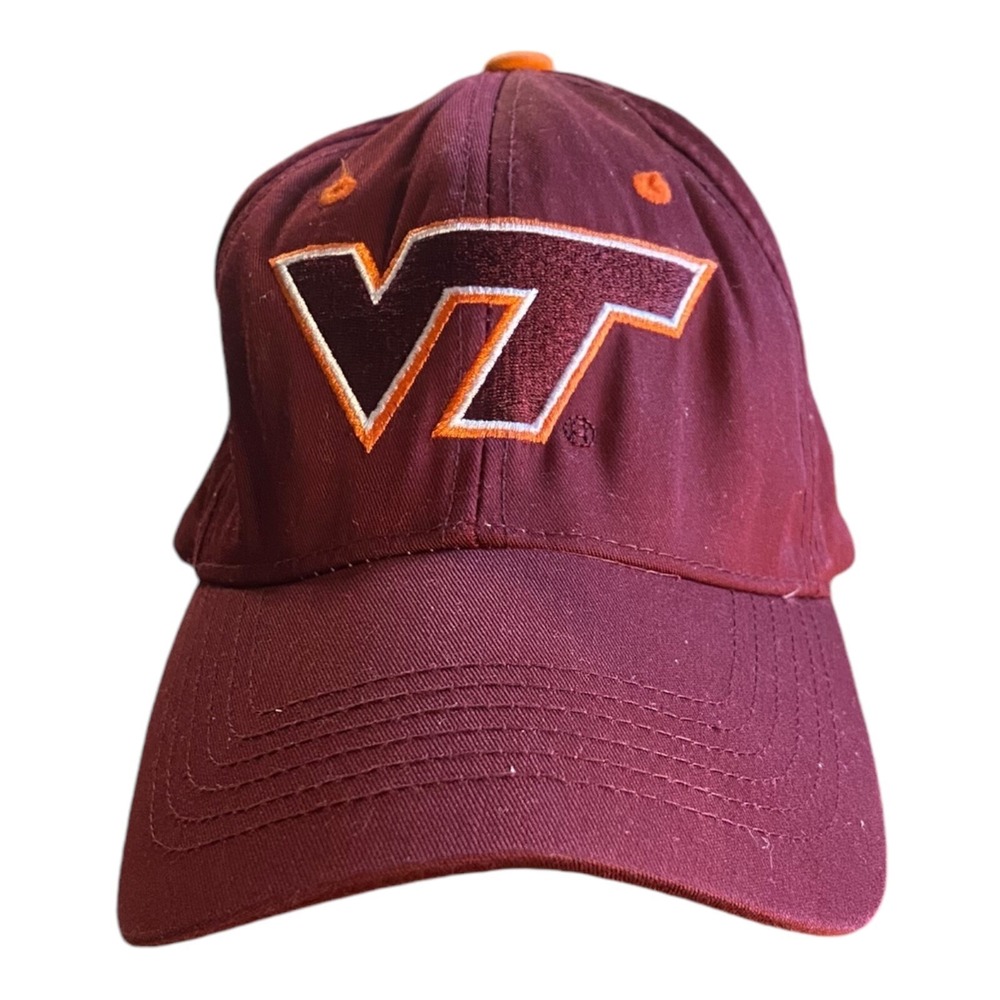 Virginia Tech Hat Cap SnapBack VT Logo Maroon Baseball Style Hook &‎ Loop OSFA